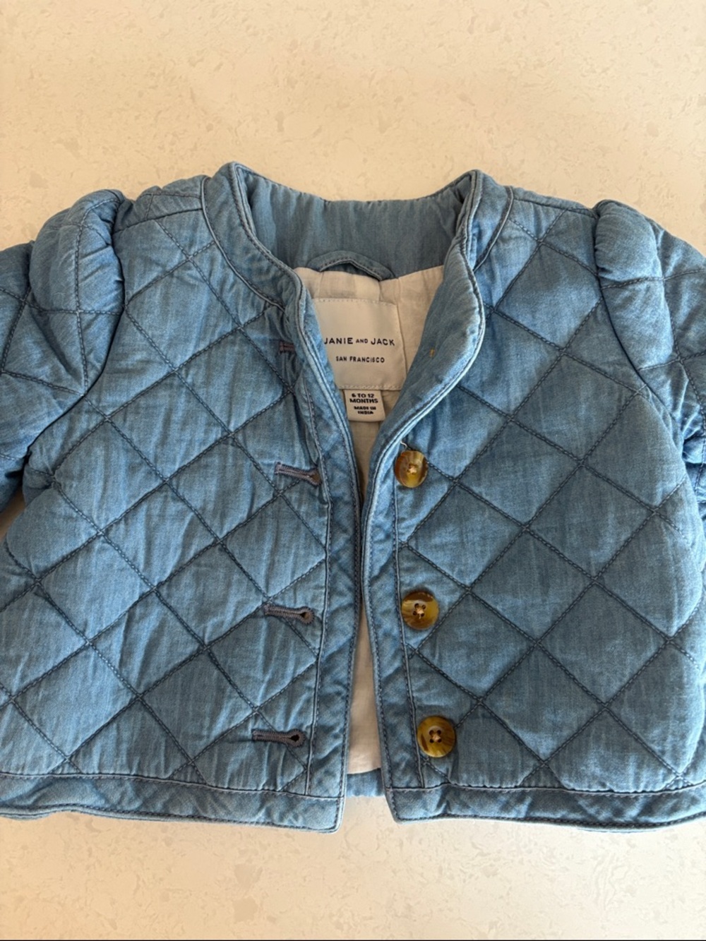 Janie and Jack Quilted Denim-Blue Puffer Jacket